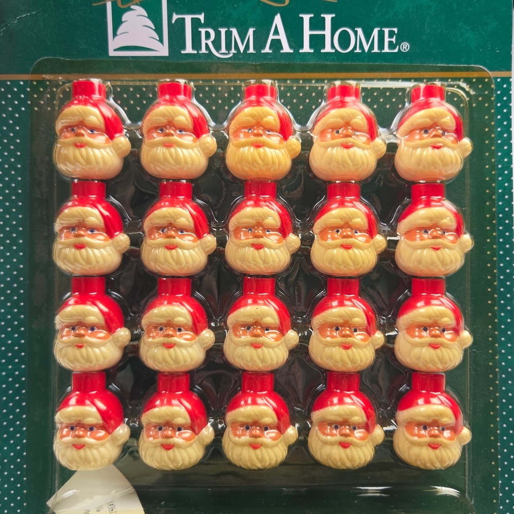 Vintage NOS Blow Mold Plastic Santa Claus Blinking Lights 20ct Trim A Home  Red